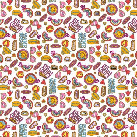 Riley Blake Designs Malibu Barbie Icons, C11724-WHITE, White