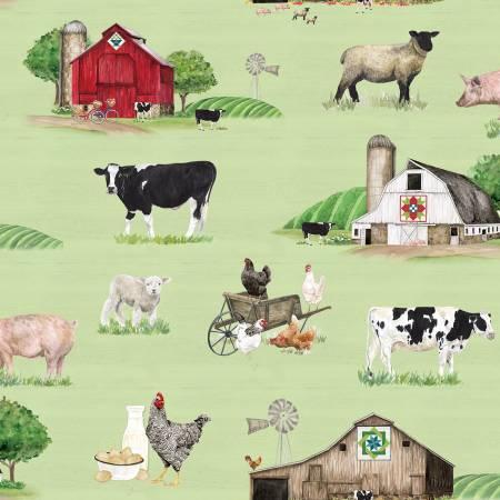 Riley Blake, Tara Reed, Spring Barn Quilts, CD14330-GREEN, Green