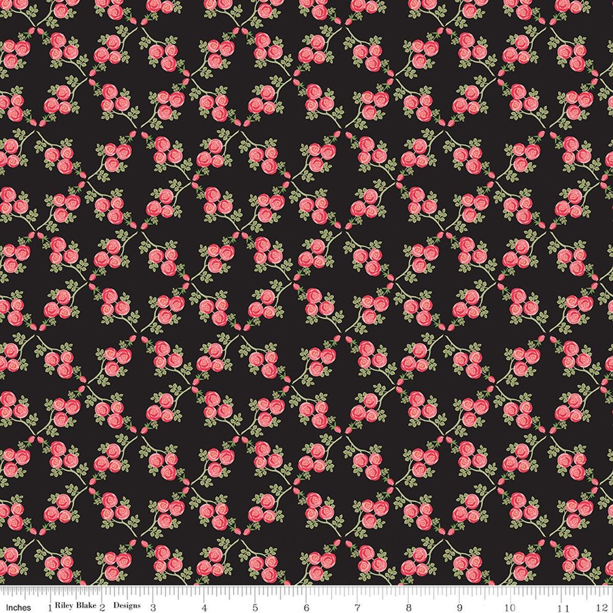 Riley Blakes Designs Front Porch, C17211-BLACK, Black,