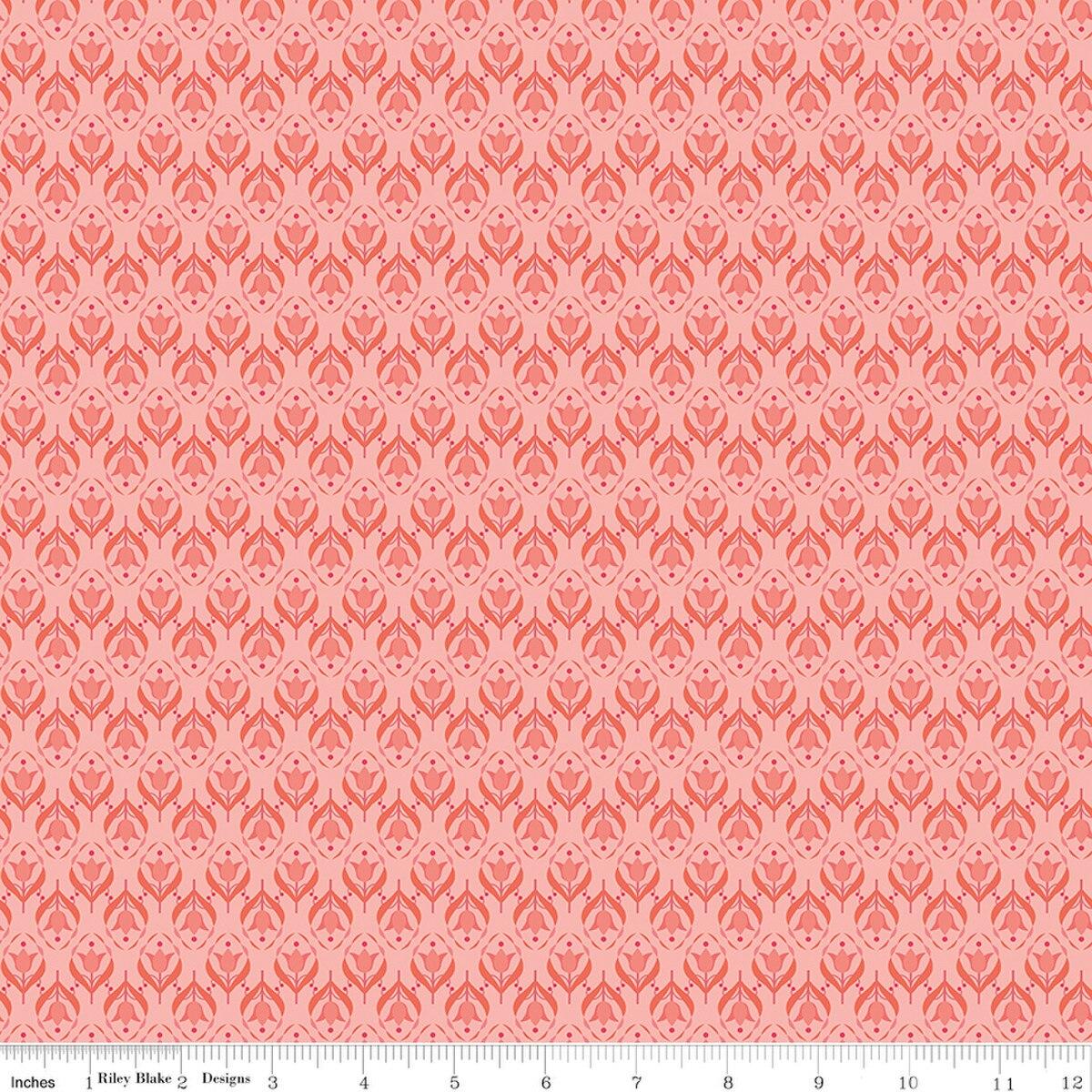 Riley Blakes Designs Front Porch, C17216-CORAL, Coral,