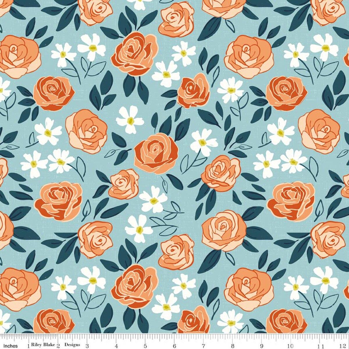Riley Blakes Designs Homage, C17220-AQUA, Aqua,