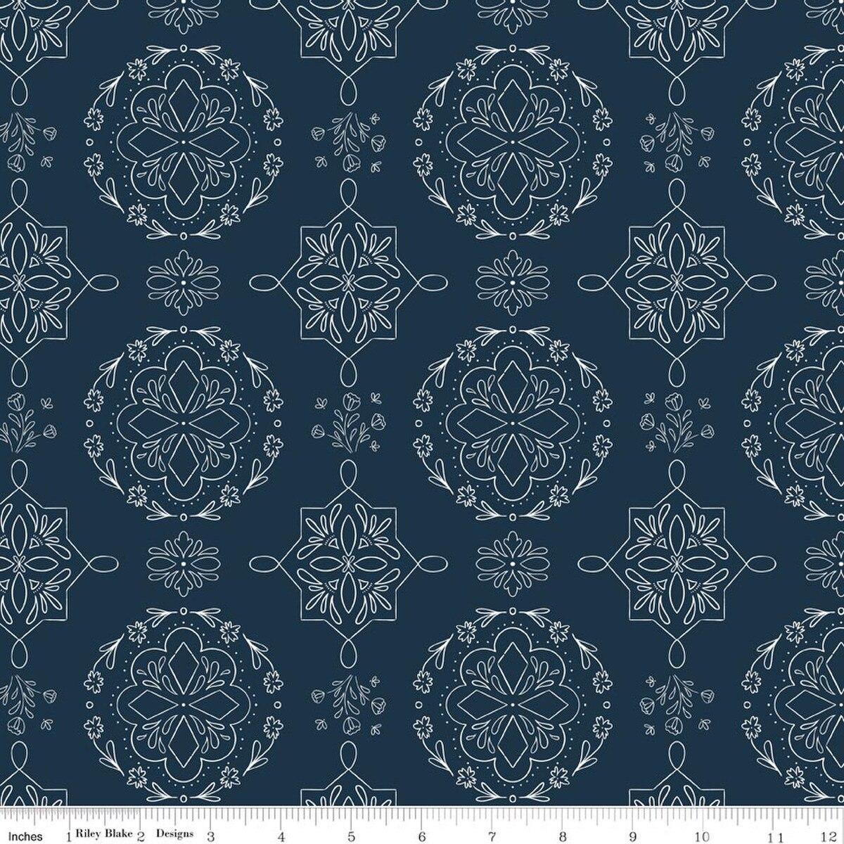 Riley Blakes Designs Homage, C17221-OXFORDBLUE, Oxfordblue,