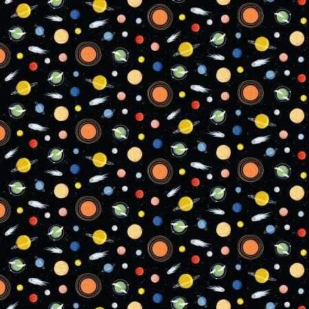 Riley Blakes Designs, Reach fot the Stars with NASA, C18335R-BLACK, Black