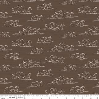 Riley Blakes Designs The Homestead, C18232R-BROWN, Brown,