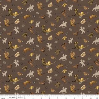 Riley Blakes Designs The Homestead, C18235R-BROWN, Brown,