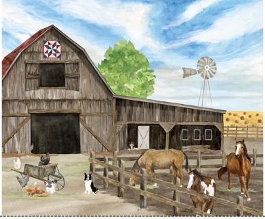 Riley Blakes Designs The Homestead, PD18237R-PANEL, Multi,
