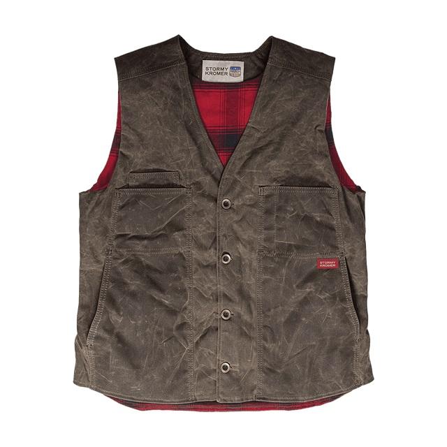 Stormy Kromer, Waxed Button Vest, 52530-80Z, Dark Oak