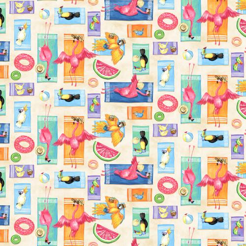 Studio E Tropical Bird Bath, 7613-42, Multi, Beth Reed