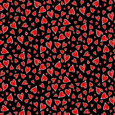 Timeless Treasures, Bonjour, HEARTS-C8696-BLACK