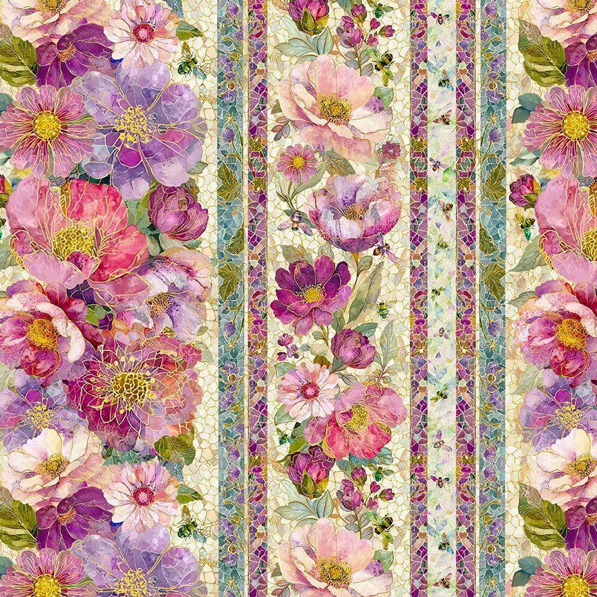 Timeless Treasures Mosaic Bee, FLEUR-CD4522, Multi,