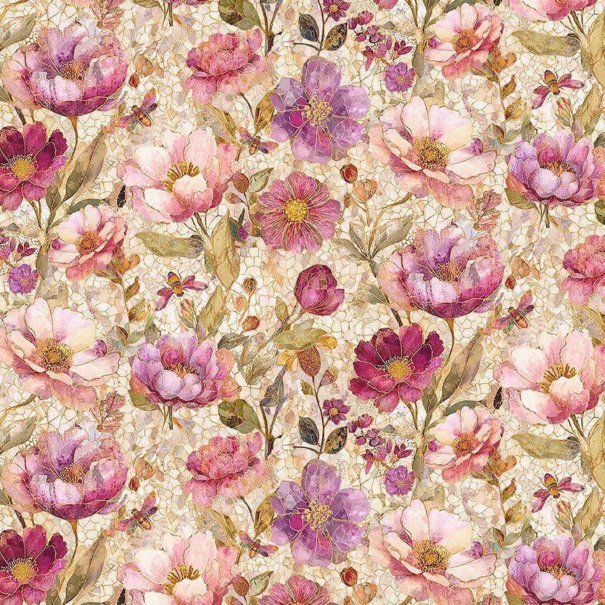 Timeless Treasures Mosaic Bee, FLEUR-CD4523, Beige,