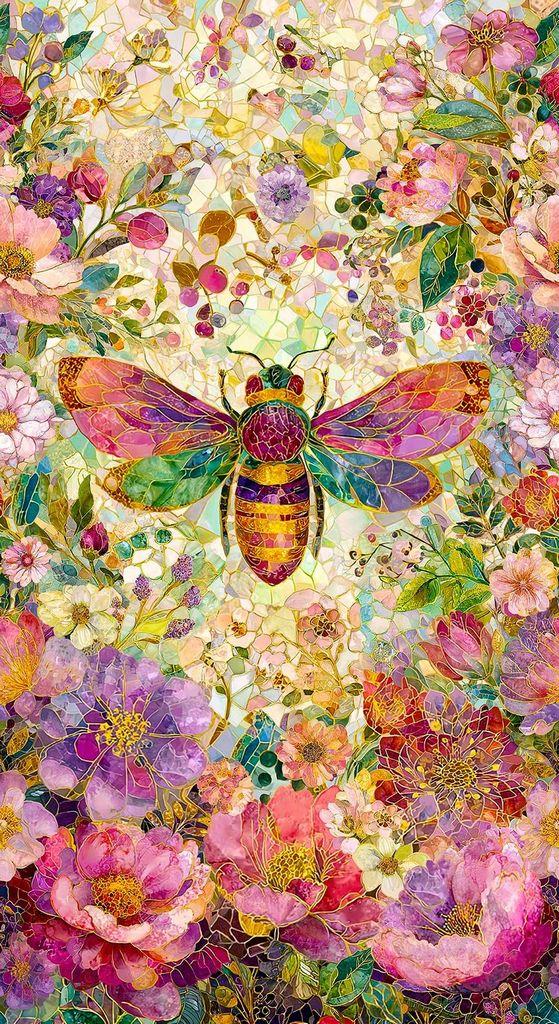 Timeless Treasures Mosaic Bee, PANEL-CD4520, Multi,