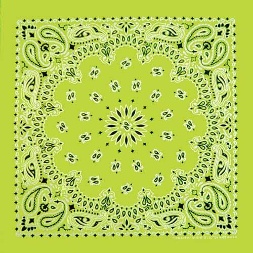 Traditional Paisley Bandanna, B22NEO-100634, Neon Green