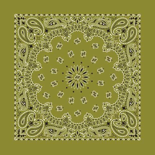 Traditional Paisley Bandanna, B22PAI-000010, Olive