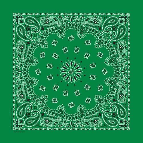 Traditional Paisley Bandanna, B22PAI-005, Kelly Green