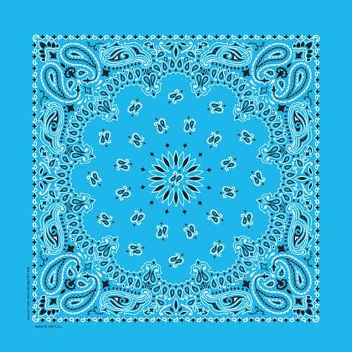 Traditional Paisley Bandanna, B22PAI-006, Light Blue