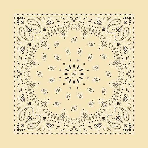 Traditional Paisley Bandanna, B22PAI-018, Beige