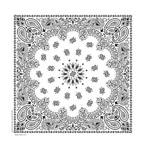 Traditional Paisley Bandanna, B22PAI-028, White