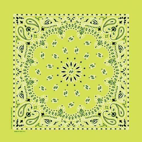 Traditional Paisley Bandanna, B22PAI-029, Lime