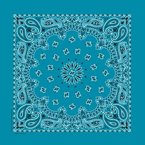 Traditional Paisley Bandanna, B22PAI-036, Turquoise