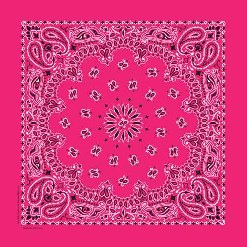 Traditional Paisley Bandanna, B22PAI-039, Hot Pink