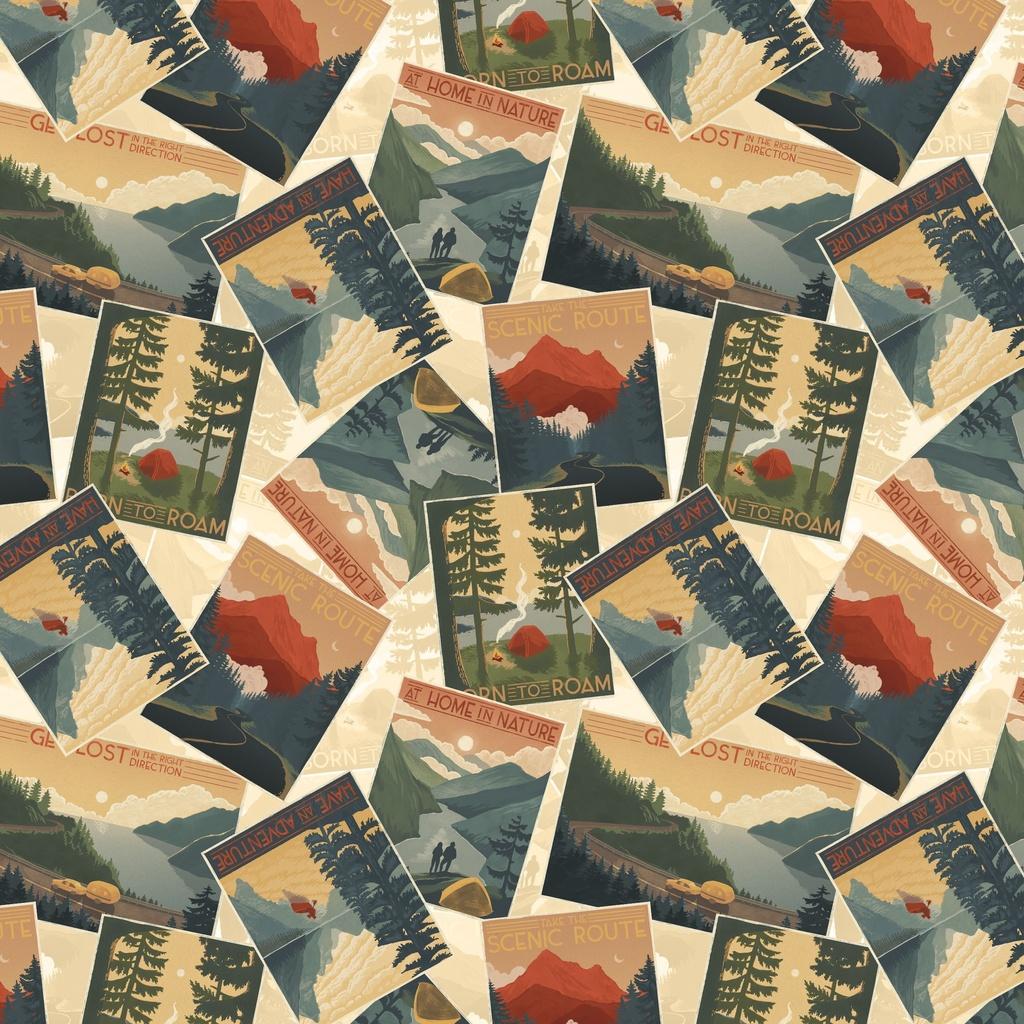 White Owl Textiles Paddle & Pine, W135-024-035, Multi,