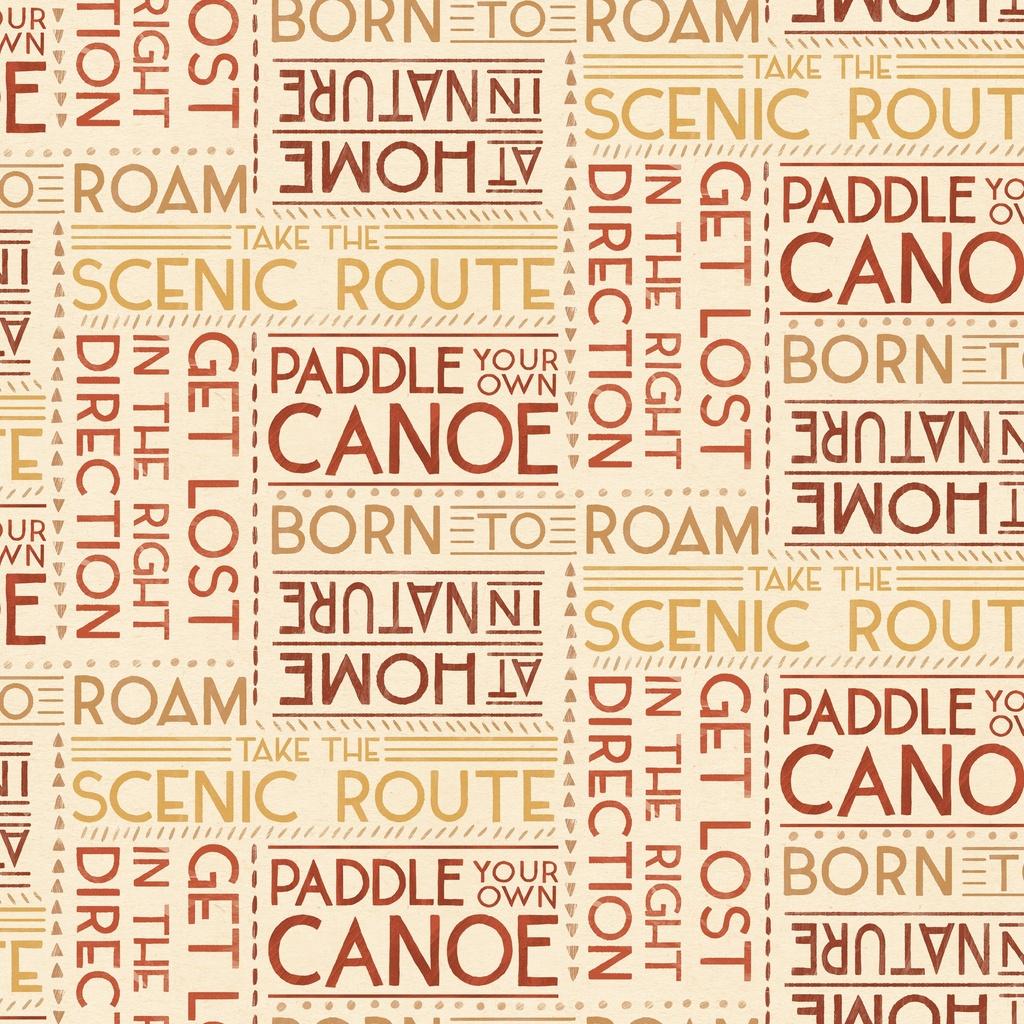 White Owl Textiles Paddle & Pine, W135-027-032, Cream/Red,