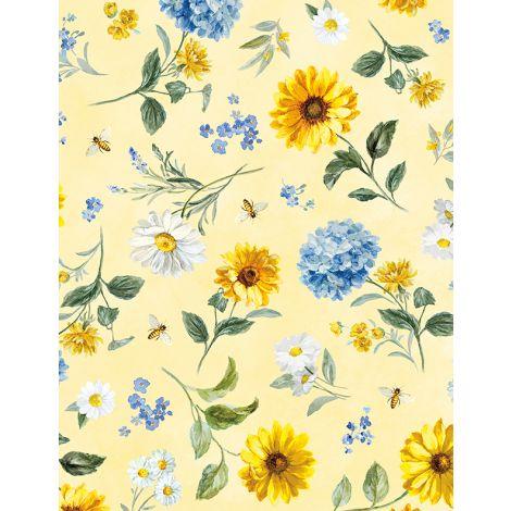 Wilmington Prints® Bees & Blooms, 1077-89283-557, Yellow,