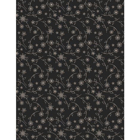 Wilmington Prints®, Cottage Reverie, 3079-48555-992, Black, Flowers