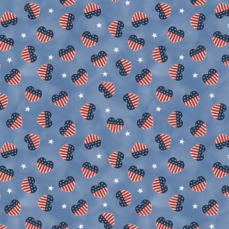 Wilmington Prints, Jungle Design Inc., Hearts Anthem, 1031-84477-414, Denim