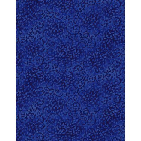 Wilmington Prints, Leafy Scroll, 1402-26035-446, ROYAL NAVY