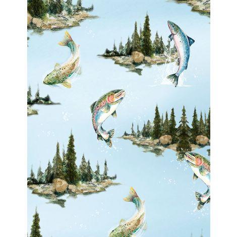 Wilmington Prints® Reeled In, 3061-21770-470, Light Blue,