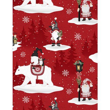 Wilmington Prints, Snowy Gnomies, 3074-49372-331, RED,
