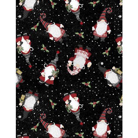 Wilmington Prints, Snowy Gnomies, 3074-49373-991, BLACK,