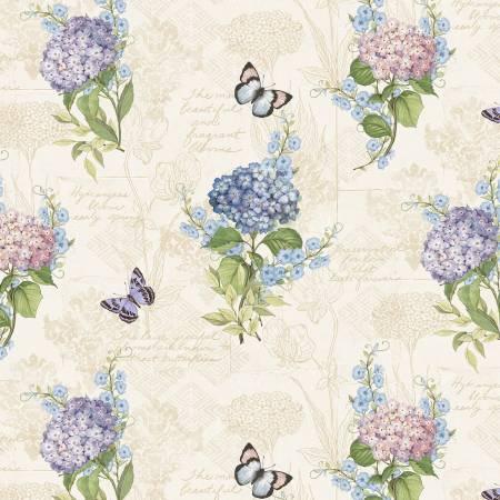 Wilmington Prints, Susan Winget, Hydrangea Mist, 3023-39821-263, Cream