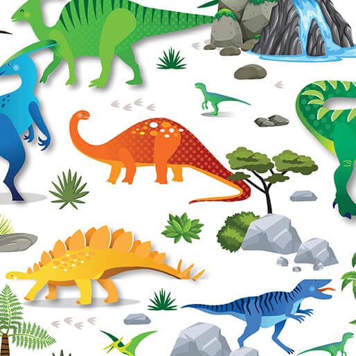 Benartex Dino Friends, 15397-09, White,