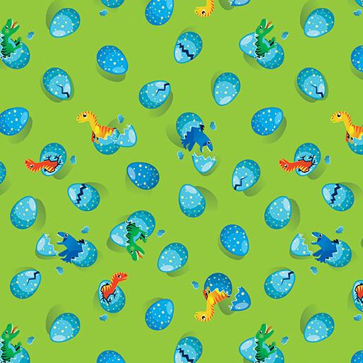 Benartex Dino Friends, 15399-43, Lime Green,