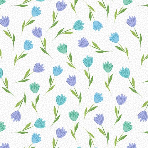 Benartex, Full Bloom, 10292-81, White/Turquoise