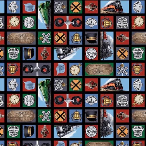 Blank Quilting Corp, Larry Grossman, On the Right Track, 3073-99, Black