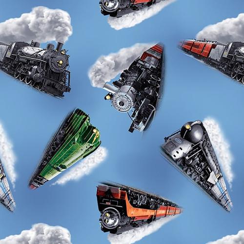 Blank Quilting Corp, Larry Grossman, On the Right Track, 3081-70, Light Blue