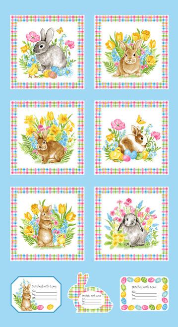 Blank Quilting Corp, Studio E, Spring is Hare, 3269P-11 LT BLUE, Light Blue