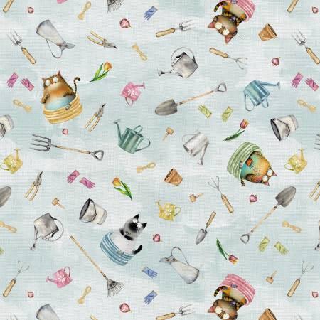 Blank Quilting, Herding Cats Landscaping, BQ5225-17, Ice,