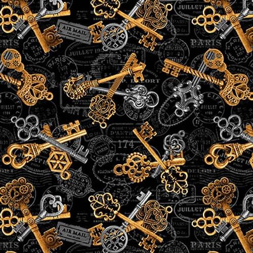 Blank Quilting Time Travel, 3015-99, Black, Urban Essence