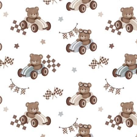 Camelot Fabrics, Racing Bears, 21251401-01, White,