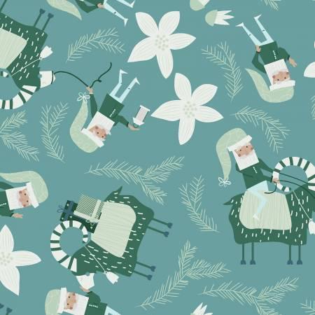 Clothworks, Yuletide, Y3284-103, Light Teal