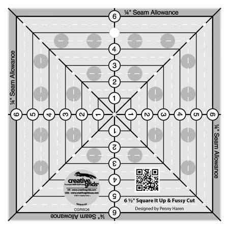 Creative Grids® 6 ½” x 6 ½” Square It Up and Fussy Cut Ruler, CGRSQ6
