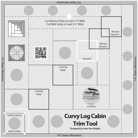 Creative Grids®, 8" Curvy Log Cabin Trim Tool Ruler, CGRJAW5