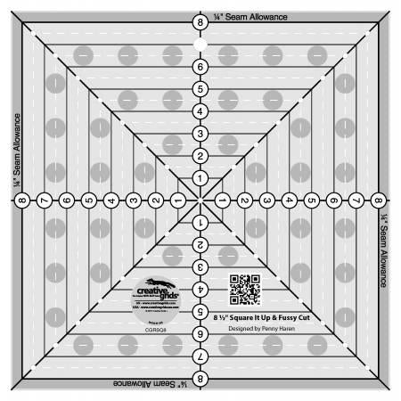 Creative Grids® 8 ½” x 8 ½” Square It Up and Fussy Cut Ruler, CGRSQ8