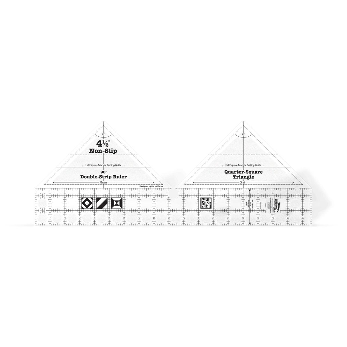 Creative Grids®, 90° Double-Strip Quarter-Square Triangles Ruler, CGRDBS90