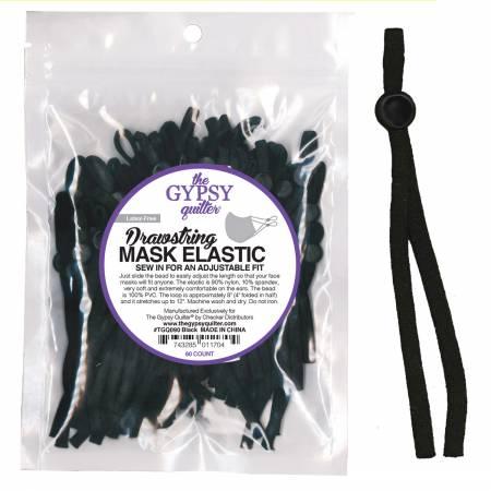 Drawstring Mask Elastic, 60ct, Black, TGQ090